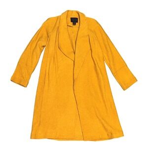 Tahari Wool Blend‎ Open Front Duster Coat Womens Small Mustard Yellow EUC